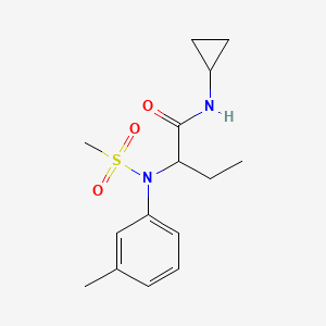 molecular formula C15H22N2O3S B4494406 N-cyclopropyl-2-[(3-methylphenyl)(methylsulfonyl)amino]butanamide 