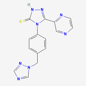 molecular formula C15H12N8S B4494450 5-(2-PYRAZINYL)-4-[4-(1H-1,2,4-TRIAZOL-1-YLMETHYL)PHENYL]-4H-1,2,4-TRIAZOL-3-YLHYDROSULFIDE 