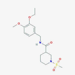 molecular formula C17H26N2O5S B4494495 N-[(3-ETHOXY-4-METHOXYPHENYL)METHYL]-1-METHANESULFONYLPIPERIDINE-3-CARBOXAMIDE 