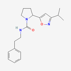 molecular formula C19H25N3O2 B4494522 N-(2-Phenylethyl)-2-[3-(propan-2-YL)-1,2-oxazol-5-YL]pyrrolidine-1-carboxamide 