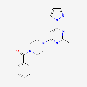 molecular formula C19H20N6O B4494536 4-(4-benzoyl-1-piperazinyl)-2-methyl-6-(1H-pyrazol-1-yl)pyrimidine 