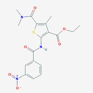 molecular formula C18H19N3O6S B449460 Ethyl 5-(dimethylcarbamoyl)-4-methyl-2-{[(3-nitrophenyl)carbonyl]amino}thiophene-3-carboxylate 