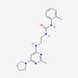 molecular formula C19H26N6O B4494611 N-(2-methylphenyl)-N'-(2-{[2-methyl-6-(1-pyrrolidinyl)-4-pyrimidinyl]amino}ethyl)urea 