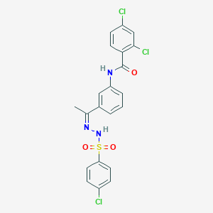 2,4-dichloro-N-(3-{N-[(4-chlorophenyl)sulfonyl]ethanehydrazonoyl}phenyl)benzamide