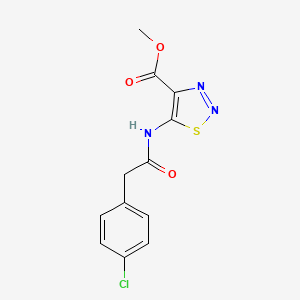 molecular formula C12H10ClN3O3S B4494680 methyl 5-{[(4-chlorophenyl)acetyl]amino}-1,2,3-thiadiazole-4-carboxylate 