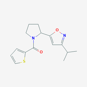 molecular formula C15H18N2O2S B4494700 3-(Propan-2-YL)-5-[1-(thiophene-2-carbonyl)pyrrolidin-2-YL]-1,2-oxazole 