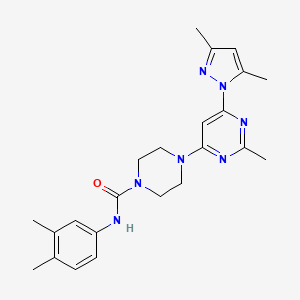 molecular formula C23H29N7O B4494772 N-(3,4-dimethylphenyl)-4-[6-(3,5-dimethyl-1H-pyrazol-1-yl)-2-methyl-4-pyrimidinyl]-1-piperazinecarboxamide 