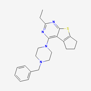 molecular formula C22H26N4S B4494793 4-(4-benzyl-1-piperazinyl)-2-ethyl-6,7-dihydro-5H-cyclopenta[4,5]thieno[2,3-d]pyrimidine 