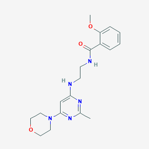 molecular formula C19H25N5O3 B4494850 2-methoxy-N-(2-{[2-methyl-6-(4-morpholinyl)-4-pyrimidinyl]amino}ethyl)benzamide 