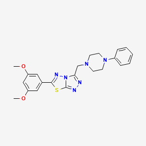 molecular formula C22H24N6O2S B4494876 6-(3,5-dimethoxyphenyl)-3-[(4-phenyl-1-piperazinyl)methyl][1,2,4]triazolo[3,4-b][1,3,4]thiadiazole 