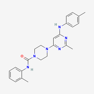 molecular formula C24H28N6O B4494912 4-{2-methyl-6-[(4-methylphenyl)amino]-4-pyrimidinyl}-N-(2-methylphenyl)-1-piperazinecarboxamide 