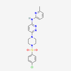 molecular formula C20H21ClN6O2S B4494952 6-{4-[(4-chlorophenyl)sulfonyl]-1-piperazinyl}-N-(6-methyl-2-pyridinyl)-3-pyridazinamine 