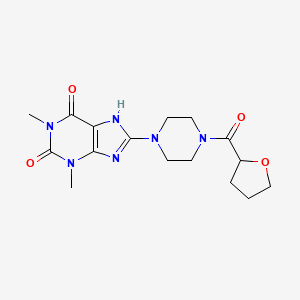 molecular formula C16H22N6O4 B4494967 1,3-dimethyl-8-[4-(tetrahydrofuran-2-ylcarbonyl)piperazin-1-yl]-3,7-dihydro-1H-purine-2,6-dione 