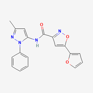 molecular formula C18H14N4O3 B4495025 5-(2-furyl)-N-(3-methyl-1-phenyl-1H-pyrazol-5-yl)-3-isoxazolecarboxamide 