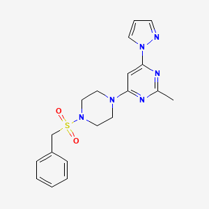 molecular formula C19H22N6O2S B4495045 4-[4-(benzylsulfonyl)-1-piperazinyl]-2-methyl-6-(1H-pyrazol-1-yl)pyrimidine 