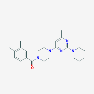 molecular formula C23H31N5O B4495176 4-[4-(3,4-Dimethylbenzoyl)piperazin-1-YL]-6-methyl-2-(piperidin-1-YL)pyrimidine 