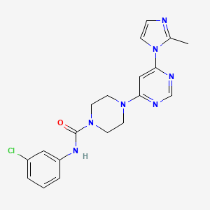 molecular formula C19H20ClN7O B4495256 N-(3-chlorophenyl)-4-[6-(2-methyl-1H-imidazol-1-yl)-4-pyrimidinyl]-1-piperazinecarboxamide 