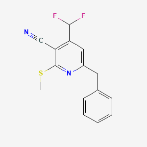 molecular formula C15H12F2N2S B4495286 6-benzyl-4-(difluoromethyl)-2-(methylthio)nicotinonitrile 