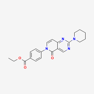 molecular formula C21H22N4O3 B4495307 ETHYL 4-[5-OXO-2-(PIPERIDIN-1-YL)-5H,6H-PYRIDO[4,3-D]PYRIMIDIN-6-YL]BENZOATE 