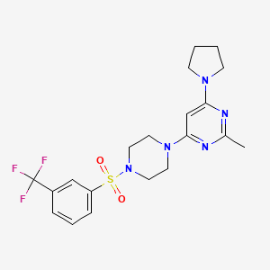 molecular formula C20H24F3N5O2S B4495339 2-methyl-4-(1-pyrrolidinyl)-6-(4-{[3-(trifluoromethyl)phenyl]sulfonyl}-1-piperazinyl)pyrimidine 