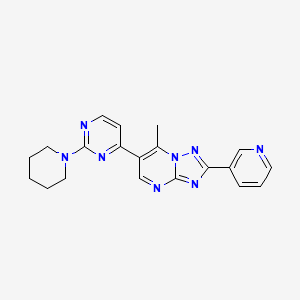 molecular formula C20H20N8 B4495364 7-Methyl-6-(2-piperidino-4-pyrimidinyl)-2-(3-pyridyl)[1,2,4]triazolo[1,5-a]pyrimidine 