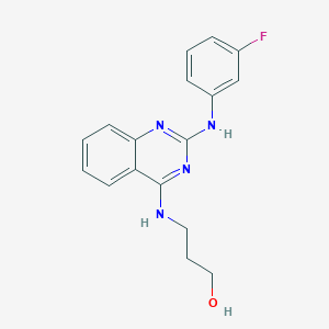 molecular formula C17H17FN4O B4495384 3-({2-[(3-fluorophenyl)amino]-4-quinazolinyl}amino)-1-propanol 