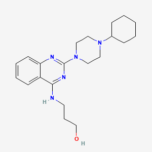 molecular formula C21H31N5O B4495409 3-{[2-(4-cyclohexyl-1-piperazinyl)-4-quinazolinyl]amino}-1-propanol 