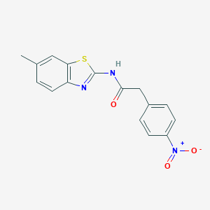 molecular formula C16H13N3O3S B449551 2-{4-nitrophenyl}-N-(6-methyl-1,3-benzothiazol-2-yl)acetamide 