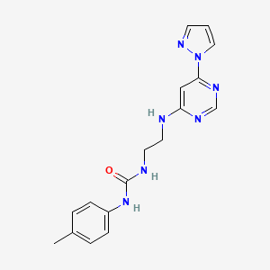 molecular formula C17H19N7O B4495510 N-(4-methylphenyl)-N'-(2-{[6-(1H-pyrazol-1-yl)-4-pyrimidinyl]amino}ethyl)urea 