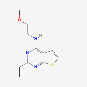 molecular formula C12H17N3OS B4495554 2-ethyl-N-(2-methoxyethyl)-6-methylthieno[2,3-d]pyrimidin-4-amine 