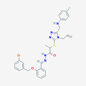molecular formula C30H31BrN6O2S B449560 2-{[4-allyl-5-(4-toluidinomethyl)-4H-1,2,4-triazol-3-yl]sulfanyl}-N'-{2-[(3-bromobenzyl)oxy]benzylidene}propanohydrazide 