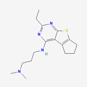 molecular formula C16H24N4S B4495680 N'-(2-ethyl-6,7-dihydro-5H-cyclopenta[4,5]thieno[2,3-d]pyrimidin-4-yl)-N,N-dimethyl-1,3-propanediamine 