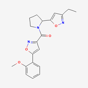 molecular formula C20H21N3O4 B4495694 3-Ethyl-5-{1-[5-(2-methoxyphenyl)-1,2-oxazole-3-carbonyl]pyrrolidin-2-YL}-1,2-oxazole 