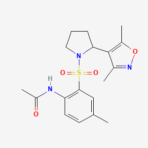 molecular formula C18H23N3O4S B4495769 N-(2-{[2-(3,5-dimethyl-4-isoxazolyl)-1-pyrrolidinyl]sulfonyl}-4-methylphenyl)acetamide 