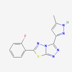 molecular formula C13H9FN6S B4495792 6-(2-fluorophenyl)-3-(3-methyl-1H-pyrazol-5-yl)[1,2,4]triazolo[3,4-b][1,3,4]thiadiazole 