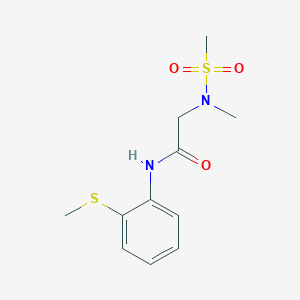 molecular formula C11H16N2O3S2 B4495811 2-[methyl(methylsulfonyl)amino]-N-(2-methylsulfanylphenyl)acetamide 