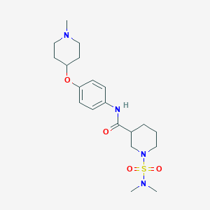 molecular formula C20H32N4O4S B4495827 1-(dimethylsulfamoyl)-N-{4-[(1-methylpiperidin-4-yl)oxy]phenyl}piperidine-3-carboxamide 