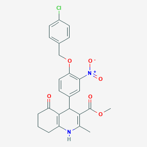 molecular formula C25H23ClN2O6 B449583 Methyl 4-{4-[(4-chlorobenzyl)oxy]-3-nitrophenyl}-2-methyl-5-oxo-1,4,5,6,7,8-hexahydro-3-quinolinecarboxylate 