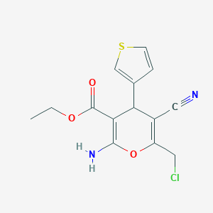 molecular formula C14H13ClN2O3S B449588 ethyl 2-amino-6-(chloromethyl)-5-cyano-4-(3-thienyl)-4H-pyran-3-carboxylate 