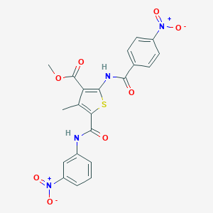 molecular formula C21H16N4O8S B449589 Methyl 5-({3-nitroanilino}carbonyl)-2-({4-nitrobenzoyl}amino)-4-methyl-3-thiophenecarboxylate 