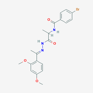 molecular formula C20H22BrN3O4 B449590 4-bromo-N-(2-{2-[1-(2,4-dimethoxyphenyl)ethylidene]hydrazino}-1-methyl-2-oxoethyl)benzamide 