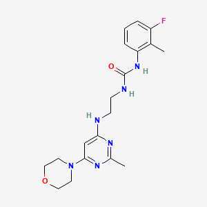 molecular formula C19H25FN6O2 B4495929 N-(3-fluoro-2-methylphenyl)-N'-(2-{[2-methyl-6-(4-morpholinyl)-4-pyrimidinyl]amino}ethyl)urea 