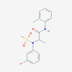 molecular formula C17H19FN2O3S B4495936 2-[N-(3-FLUOROPHENYL)METHANESULFONAMIDO]-N-(2-METHYLPHENYL)PROPANAMIDE 