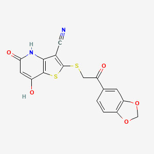 2-{[2-(1,3-benzodioxol-5-yl)-2-oxoethyl]thio}-7-hydroxy-5-oxo-4,5-dihydrothieno[3,2-b]pyridine-3-carbonitrile