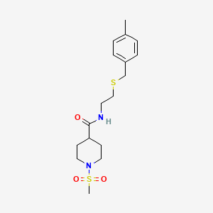 molecular formula C17H26N2O3S2 B4496015 1-METHANESULFONYL-N-(2-{[(4-METHYLPHENYL)METHYL]SULFANYL}ETHYL)PIPERIDINE-4-CARBOXAMIDE 