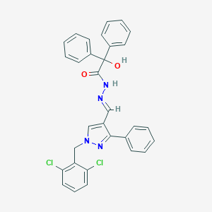 molecular formula C31H24Cl2N4O2 B449602 N'-{[1-(2,6-dichlorobenzyl)-3-phenyl-1H-pyrazol-4-yl]methylene}-2-hydroxy-2,2-diphenylacetohydrazide 