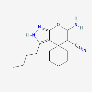 molecular formula C16H22N4O B4496143 6-amino-3-butylspiro[2H-pyrano[2,3-c]pyrazole-4,1'-cyclohexane]-5-carbonitrile 