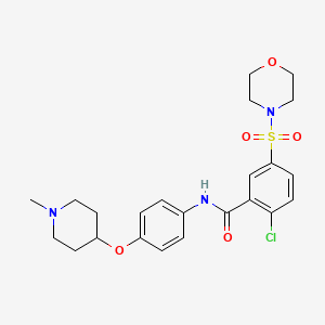 molecular formula C23H28ClN3O5S B4496150 2-chloro-N-{4-[(1-methyl-4-piperidinyl)oxy]phenyl}-5-(4-morpholinylsulfonyl)benzamide 