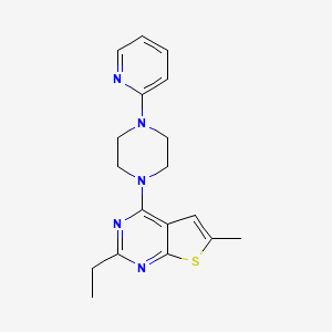 molecular formula C18H21N5S B4496253 2-ethyl-6-methyl-4-[4-(2-pyridinyl)-1-piperazinyl]thieno[2,3-d]pyrimidine 