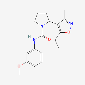 molecular formula C18H23N3O3 B4496272 2-(5-ethyl-3-methyl-1,2-oxazol-4-yl)-N-(3-methoxyphenyl)pyrrolidine-1-carboxamide 